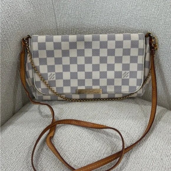 Authentic discontinued Louis Vuitton favorite MM damier azur crossbody 2 strap - Picture 1 of 13